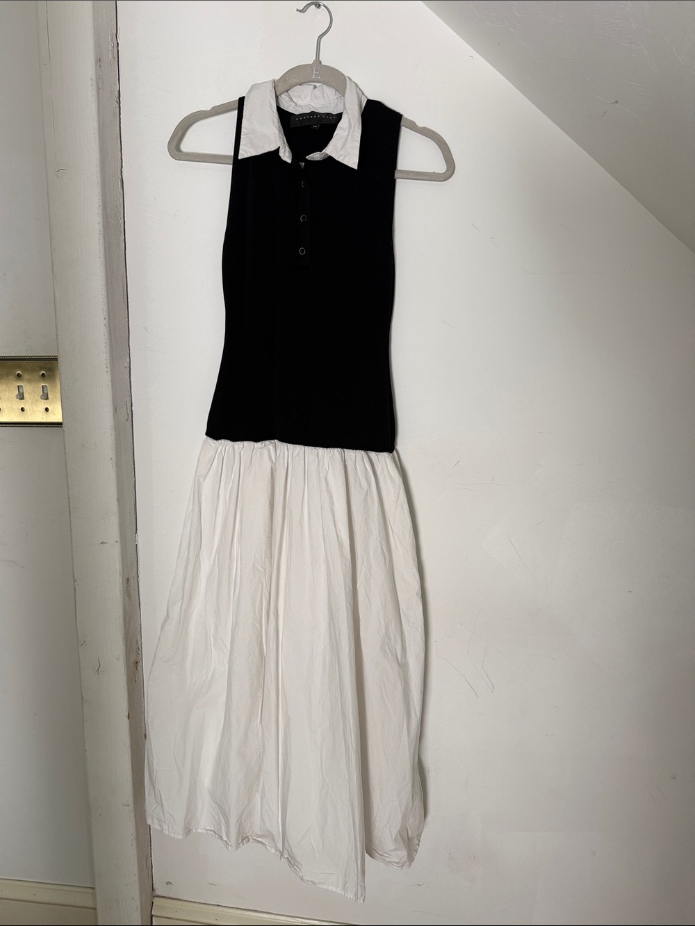 Anthropologie Black & White Sleeveless Polo Dress